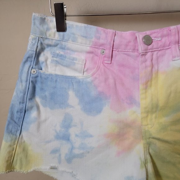 Blank NYC The Barrow Vintage High Rise Tie Dyed Denim Jean Shorts - Picture 4 of 14